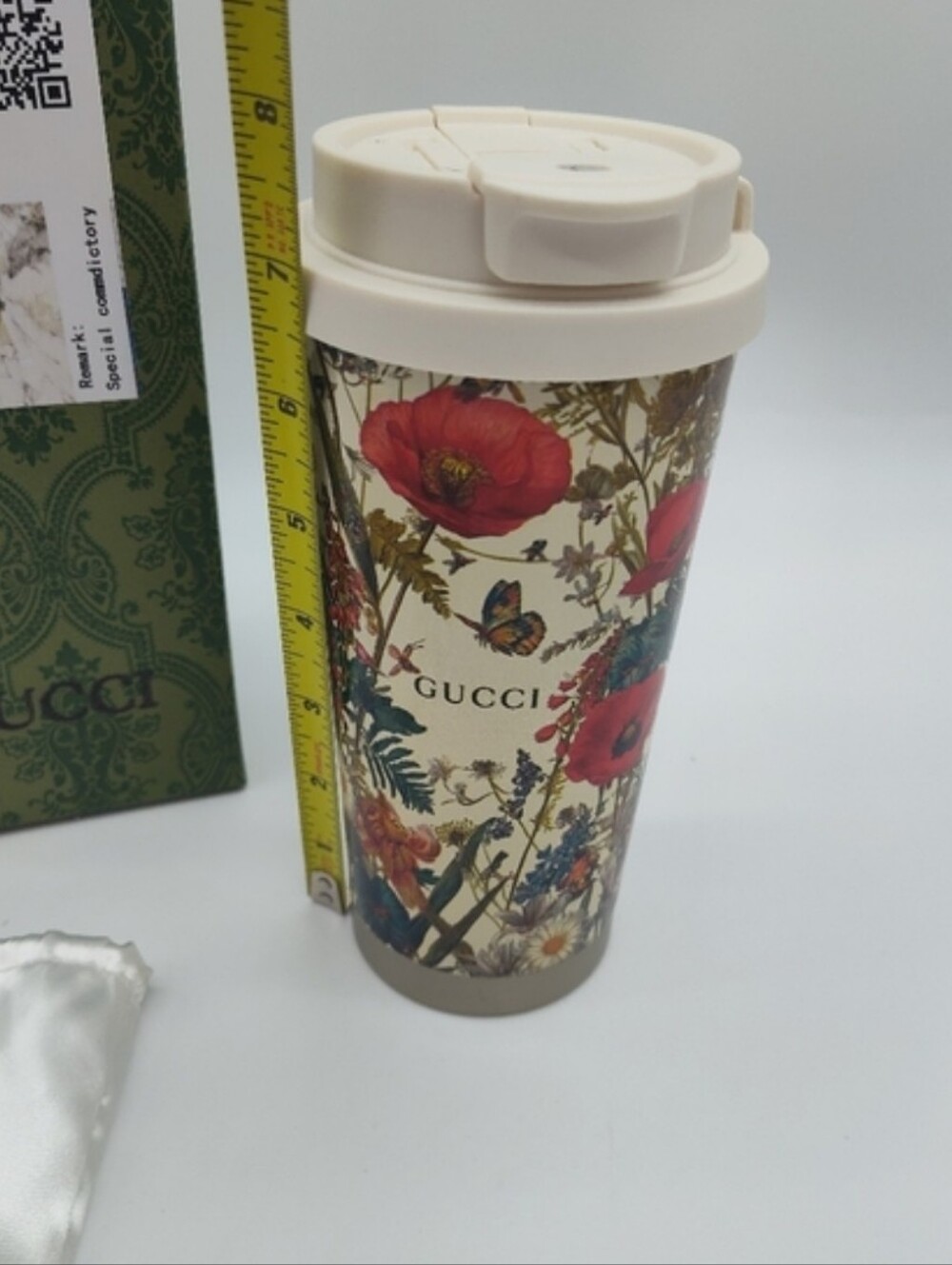 GUCCI Herbarium Floral Stainless Steel Travel Tumbler Mug w/ Box Dust Bag Straw - Picture 12 of 16